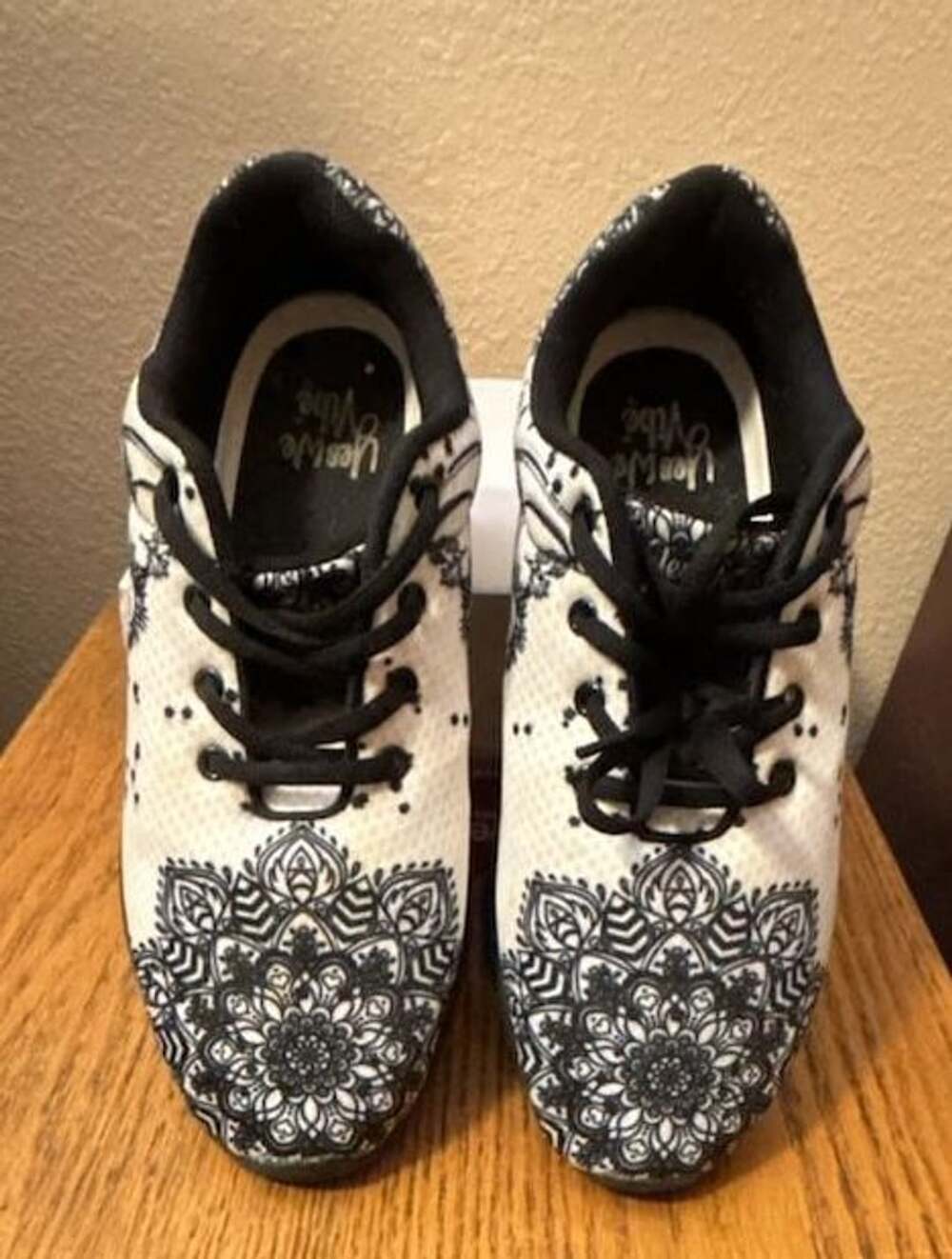 Yes We Vibe Black & White Mandala Sun Moon Celestial Sneakers Selling As Is